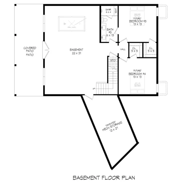 Vacation House Plan Lower Level Floor - 141D-0626 | House Plans and More