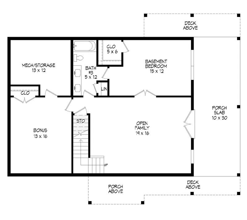 Beach & Coastal House Plan Lower Level Floor - 141D-0638 | House Plans and More