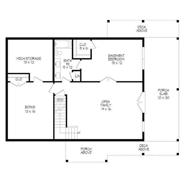 Cabin & Cottage House Plan Lower Level Floor - 141D-0638 | House Plans and More