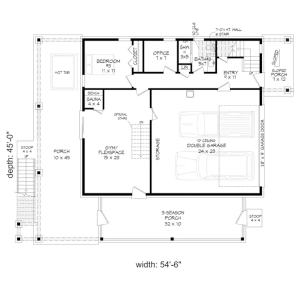 Vacation House Plan First Floor - Eagle Eye View Vacation Home 141D-0690 | House Plans and More