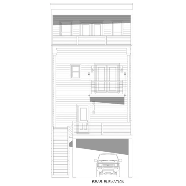 Beach & Coastal House Plan Rear Elevation - Navarre Beach Modern Home 141D-0708 | House Plans and More