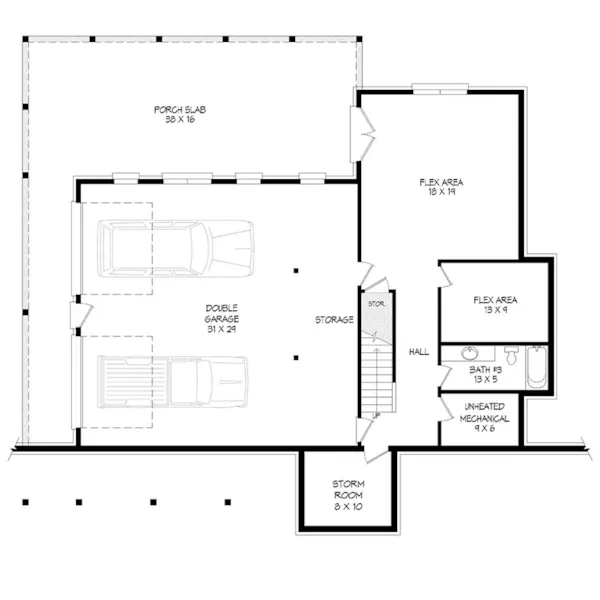 Country House Plan Basement Floor - 141S-0001 - Shop House Plans and More