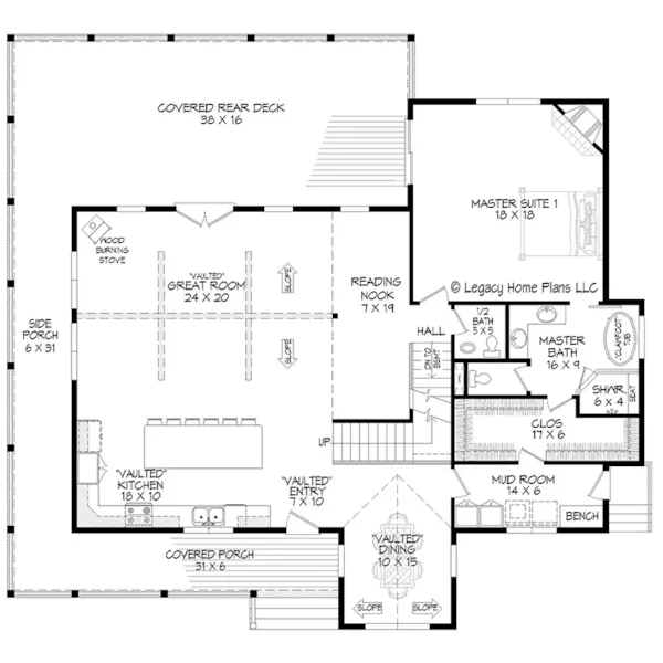 Country House Plan First Floor - 141S-0001 - Shop House Plans and More