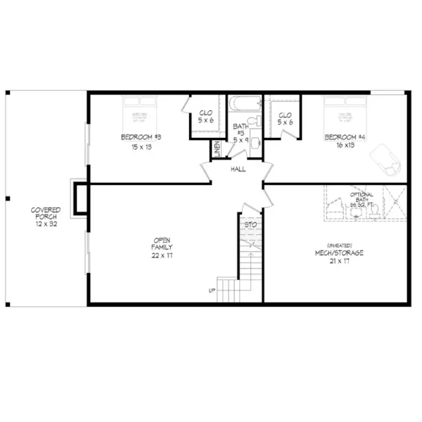 Waterfront House Plan Lower Level Floor - Scenic Pine Waterfront Home 141S-0010 | House Plans and More