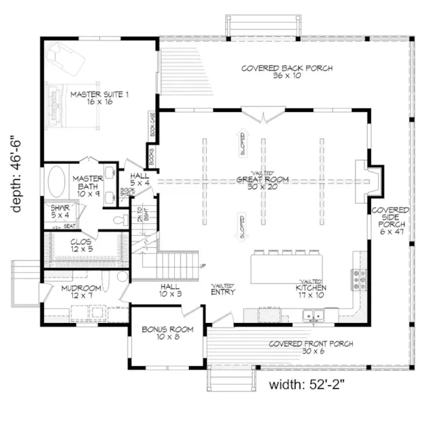 Waterfront House Plan First Floor - Chattahoochee Luxury Farmhouse 141S-0011 | House Plans and More