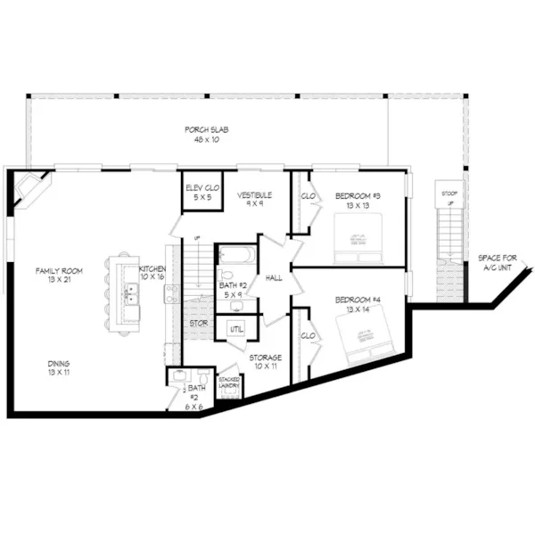 Country House Plan Lower Level Floor - Kaiser Island Waterfront Home 141S-0019 | House Plans and More