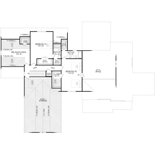 Craftsman House Plan Second Floor - 141S-0020 | House Plans and More