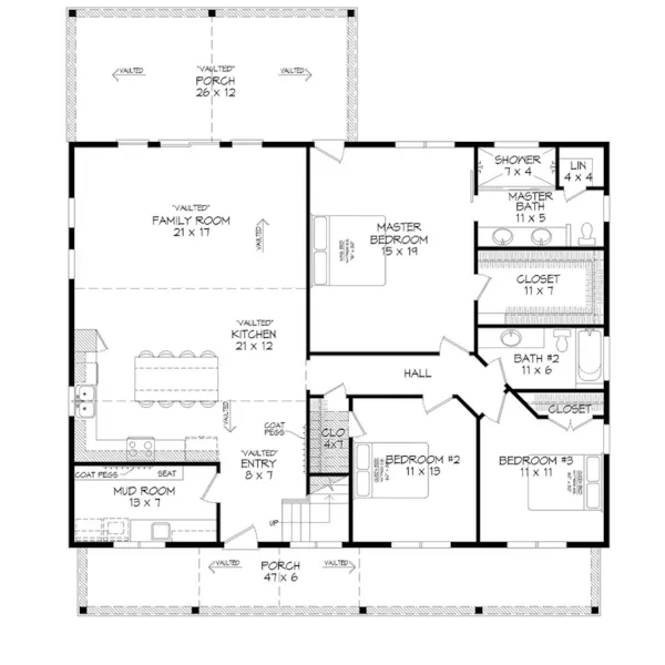 Cabin & Cottage House Plan First Floor - 142D-7587 - Shop House Plans and More