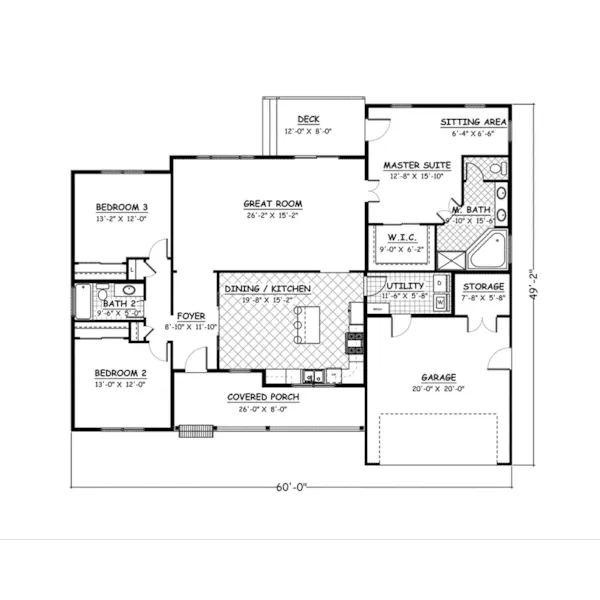 Ranch House Plan First Floor - 143D-0002 - Shop House Plans and More