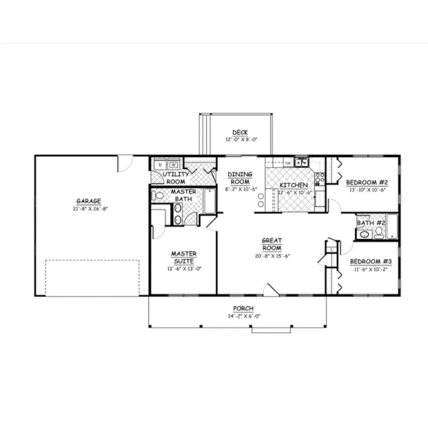 Traditional House Plan First Floor - Valleygate Country Ranch Home 143D-0003 - Shop House Plans and More