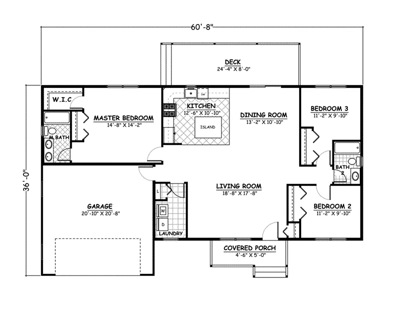 Ranch House Plan First Floor - 143D-0004 - Shop House Plans and More