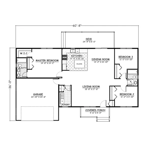 Ranch House Plan First Floor - 143D-0004 - Shop House Plans and More