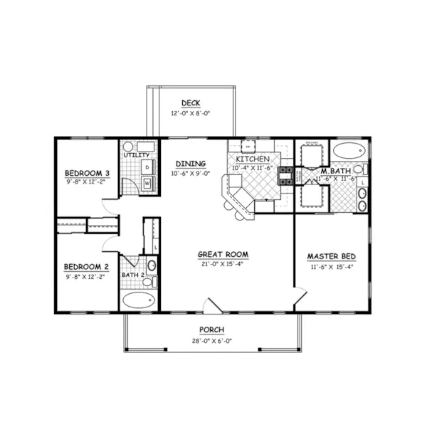 Ranch House Plan First Floor - Kimberlin Country Ranch Home 143D-0006 - Search House Plans and More