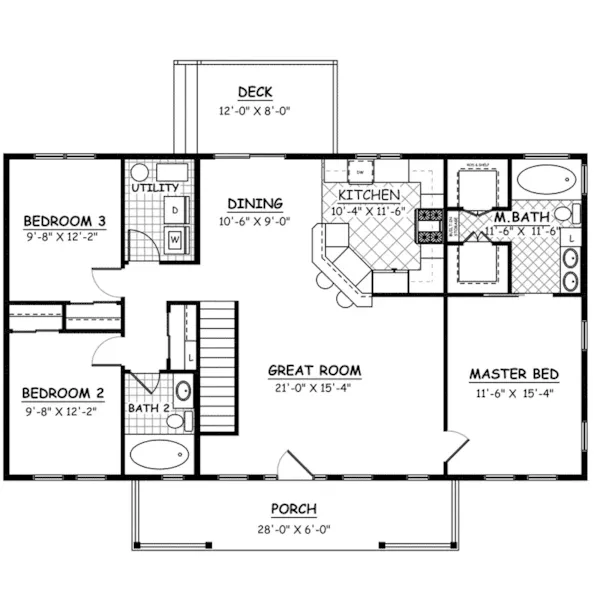 Ranch House Plan Optional Basement - Kimberlin Country Ranch Home 143D-0006 - Search House Plans and More