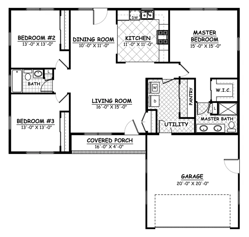 Tudor House Plan First Floor - Jeffries Park Ranch Home 143D-0007 - Search House Plans and More
