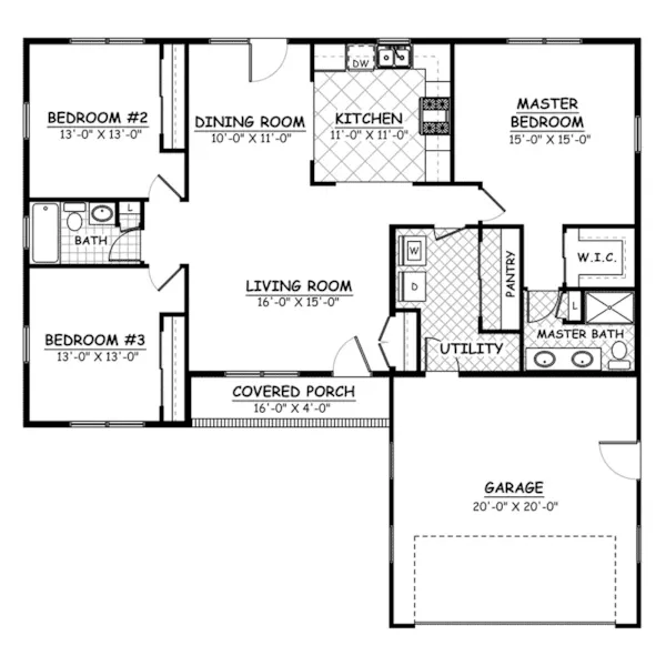 Ranch House Plan First Floor - Jeffries Park Ranch Home 143D-0007 - Search House Plans and More