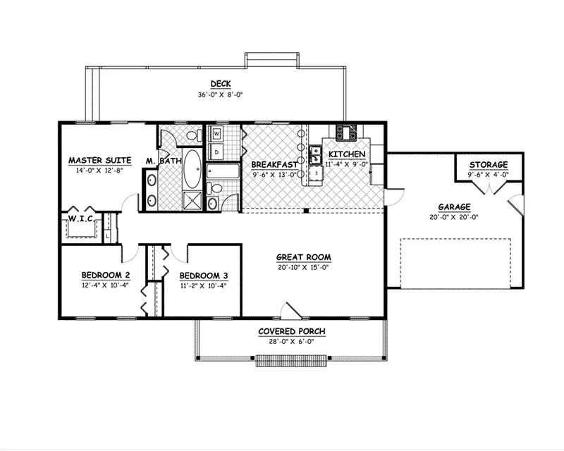 Country House Plan First Floor - Eastgrove Ranch Home 143D-0013 - Search House Plans and More