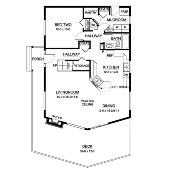 Rustic House Plan First Floor - Keystone Trail A-Frame Home 144D-0001 - Search House Plans and More