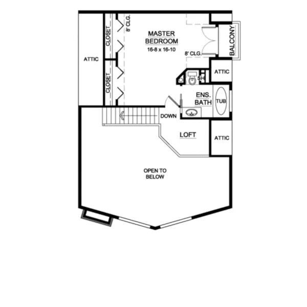 Rustic House Plan Second Floor - Keystone Trail A-Frame Home 144D-0001 - Search House Plans and More