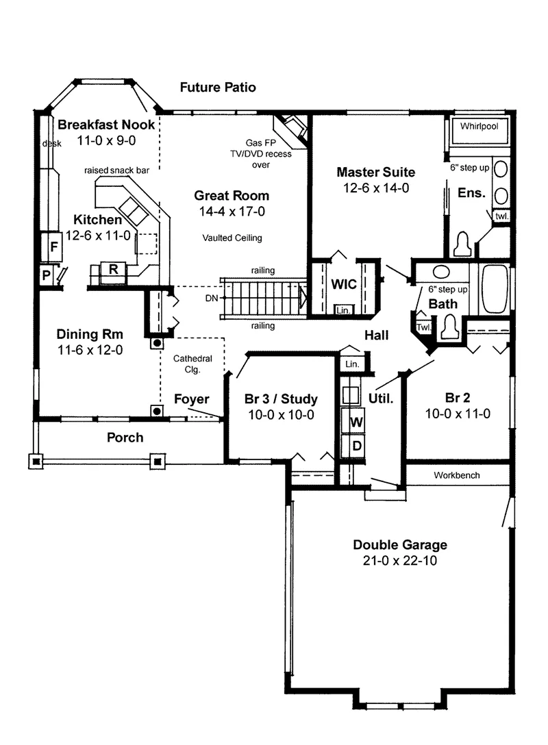 Contemporary House Plan First Floor - Glastonberry Ranch Home 144D-0004 - Search House Plans and More
