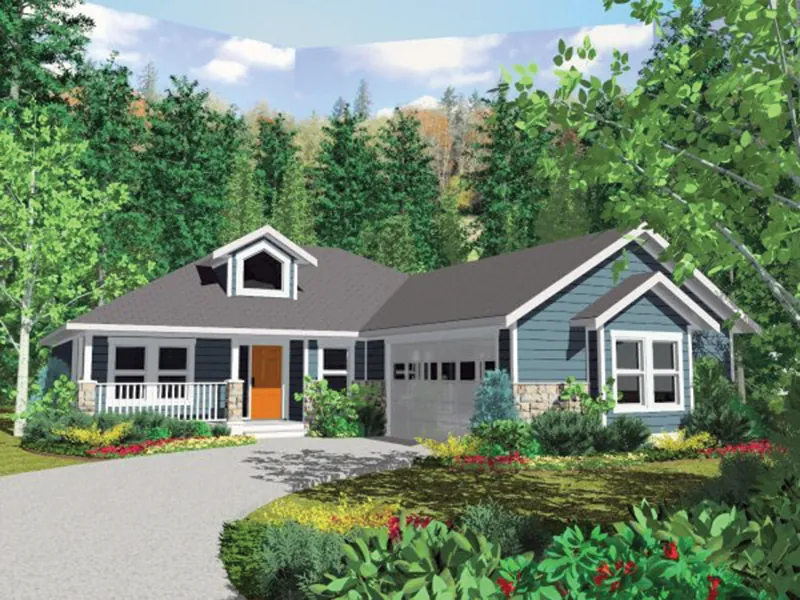 Contemporary House Plan Front of Home - Glastonberry Ranch Home 144D-0004 - Search House Plans and More