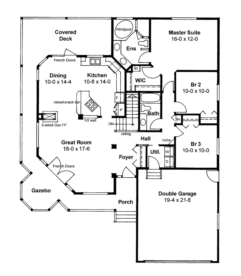 Country House Plan First Floor - Elsner Lane Country Home 144D-0005 - Search House Plans and More