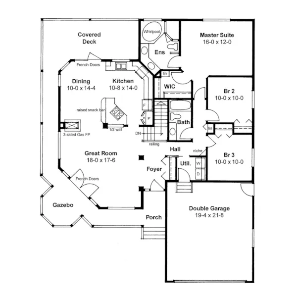 Traditional House Plan First Floor - Elsner Lane Country Home 144D-0005 - Search House Plans and More