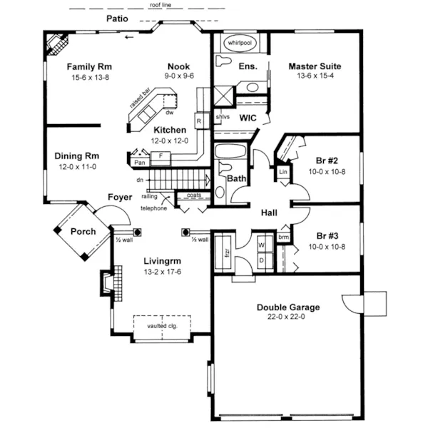 Ranch House Plan First Floor - 144D-0006 - Shop House Plans and More