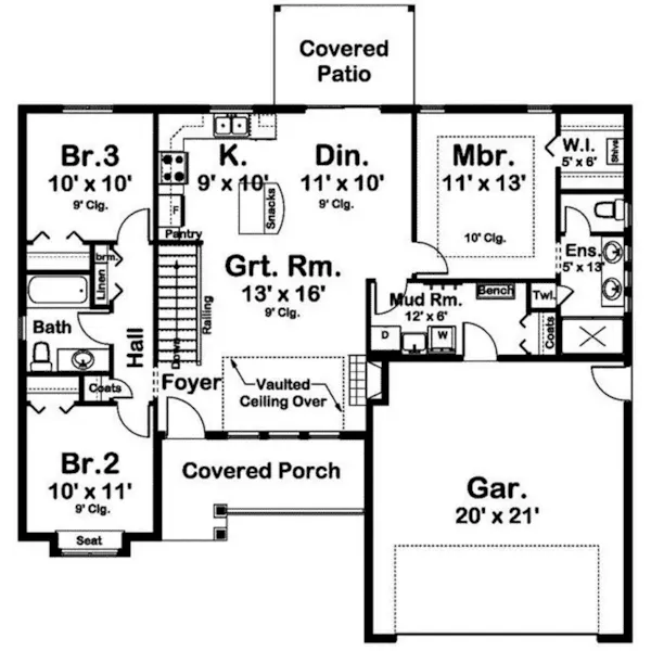 Craftsman House Plan First Floor - 144D-0014 - Shop House Plans and More