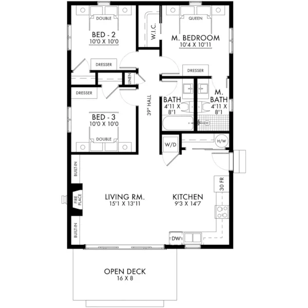 Ranch House Plan First Floor - Finley Bay Modern Cabin 144D-0015 - Shop House Plans and More