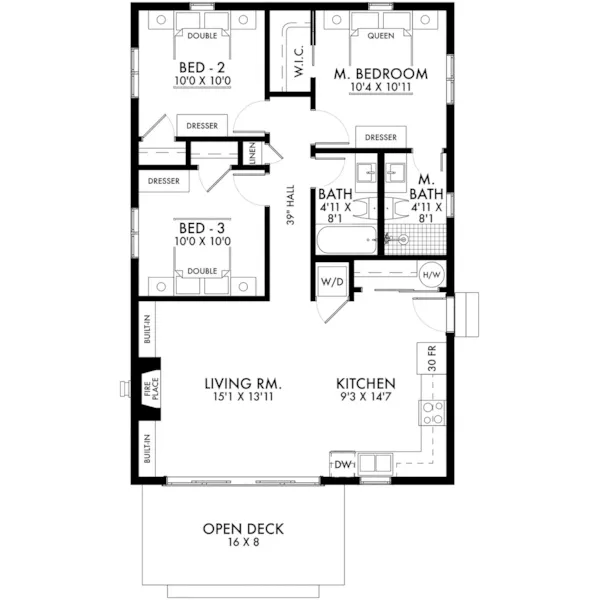 Mountain House Plan First Floor - Hollar Creek Modern Cabin 144D-0016 - Shop House Plans and More