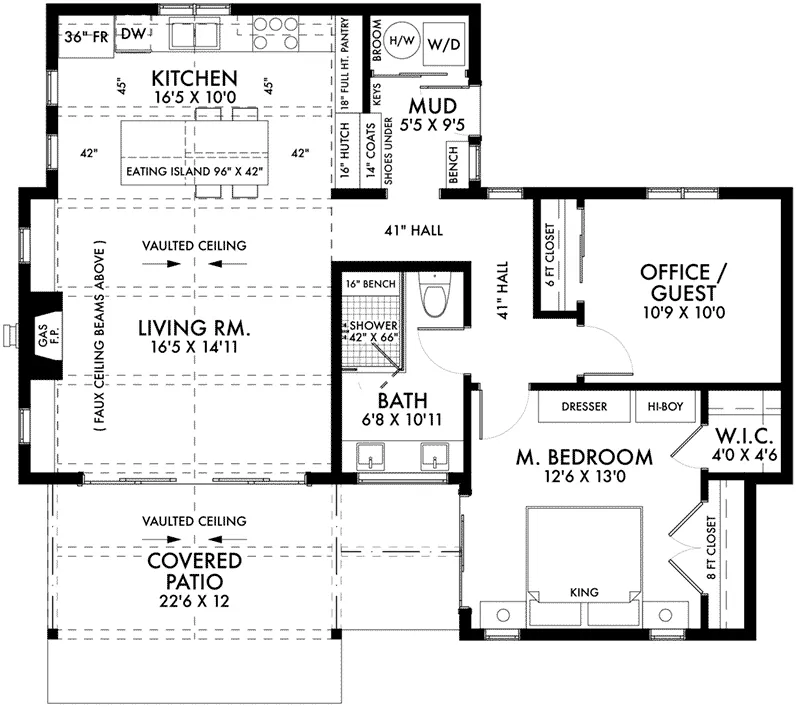 Waterfront House Plan First Floor - Bixby Lane Modern Farmhouse 144D-0017 - Search House Plans and More