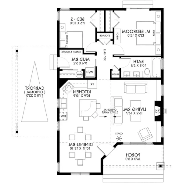 Mountain House Plan First Floor - Pekin Craftsman Cottage 144D-0019 - Shop House Plans and More