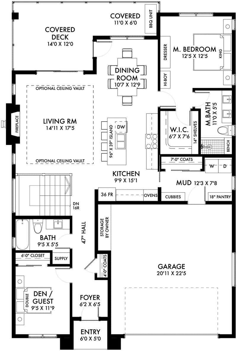 Arts & Crafts House Plan First Floor - 144D-0020 - Shop House Plans and More