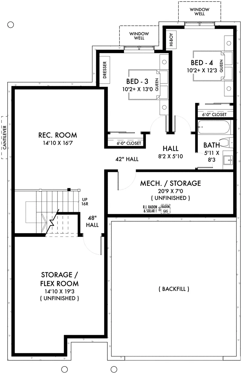Craftsman House Plan Lower Level Floor - 144D-0021 - Shop House Plans and More