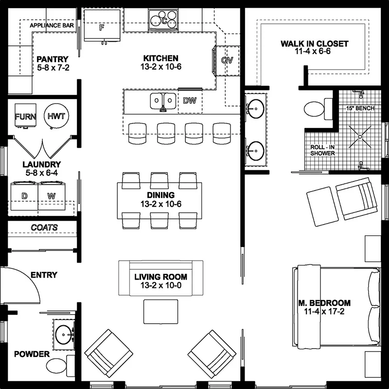 Beach & Coastal House Plan First Floor - Cobbs Cove Modern Farmhouse 144D-0024 - Search House Plans and More