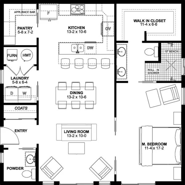 Arts & Crafts House Plan First Floor - Cobbs Cove Modern Farmhouse 144D-0024 - Search House Plans and More