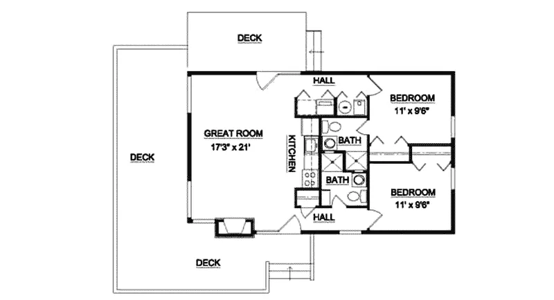 Vacation House Plan First Floor - Koplar Lake Vacation Home 145D-0001 - Search House Plans and More