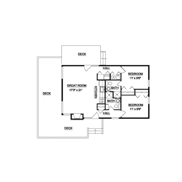 Cabin & Cottage House Plan First Floor - Koplar Lake Vacation Home 145D-0001 - Search House Plans and More