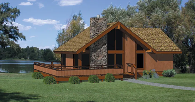 Cabin & Cottage House Plan Front of Home - Koplar Lake Vacation Home 145D-0001 - Search House Plans and More