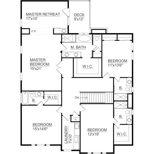 Tudor House Plan Second Floor - 145D-0006 - Shop House Plans and More