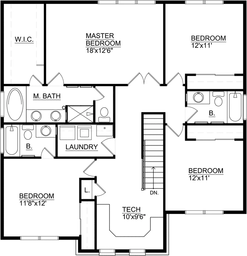 European House Plan Second Floor - 145D-0007 - Shop House Plans and More