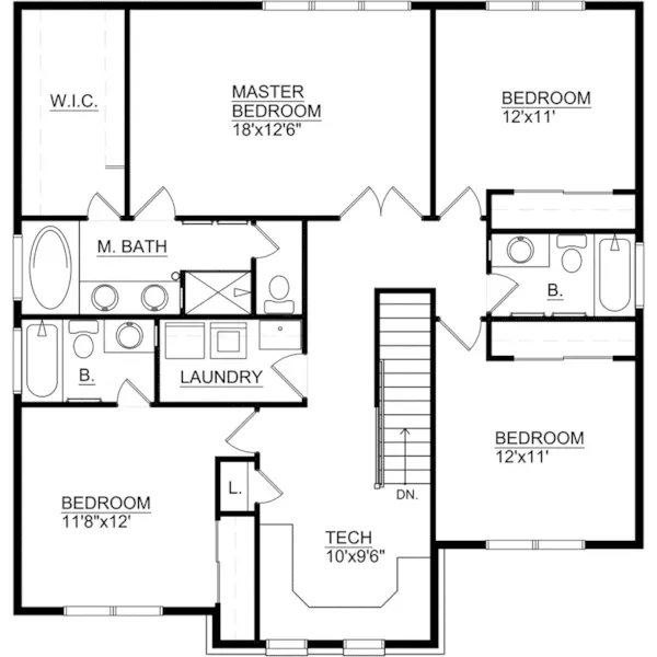 Tudor House Plan Second Floor - 145D-0007 - Shop House Plans and More