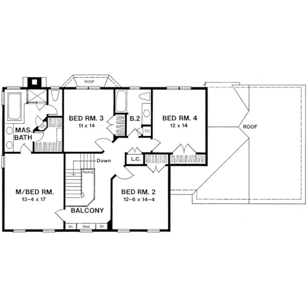 Georgian House Plan Second Floor - 146D-0002 - Shop House Plans and More