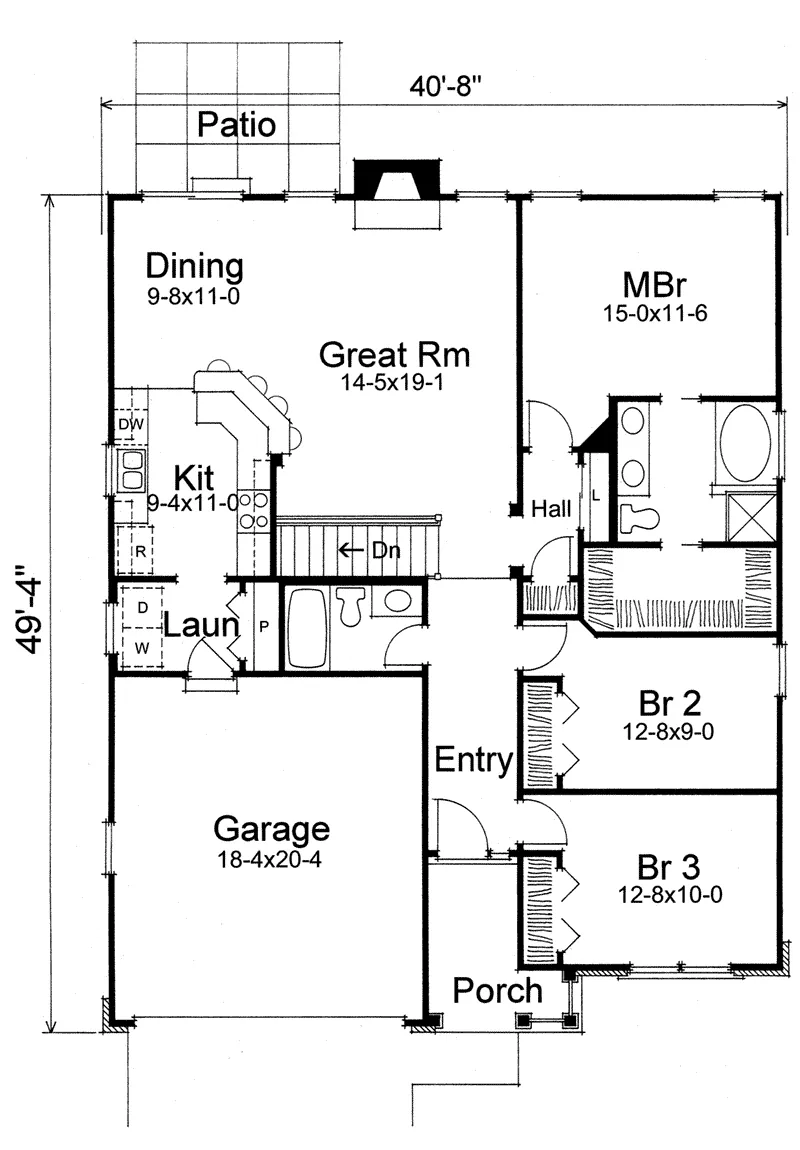 Cabin & Cottage House Plan First Floor - Lakebriar Country Ranch Home 147D-0001 - Shop House Plans and More