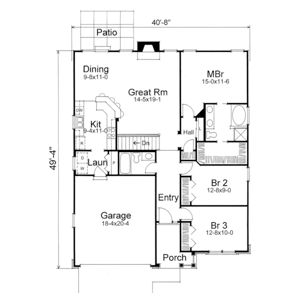 Ranch House Plan First Floor - Lakebriar Country Ranch Home 147D-0001 - Shop House Plans and More