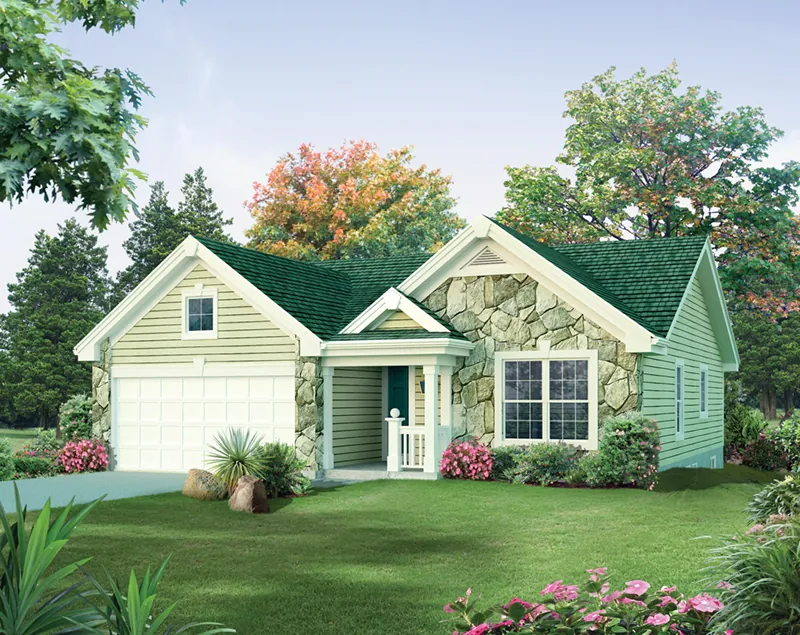 Cabin & Cottage House Plan Front of Home - Lakebriar Country Ranch Home 147D-0001 - Shop House Plans and More
