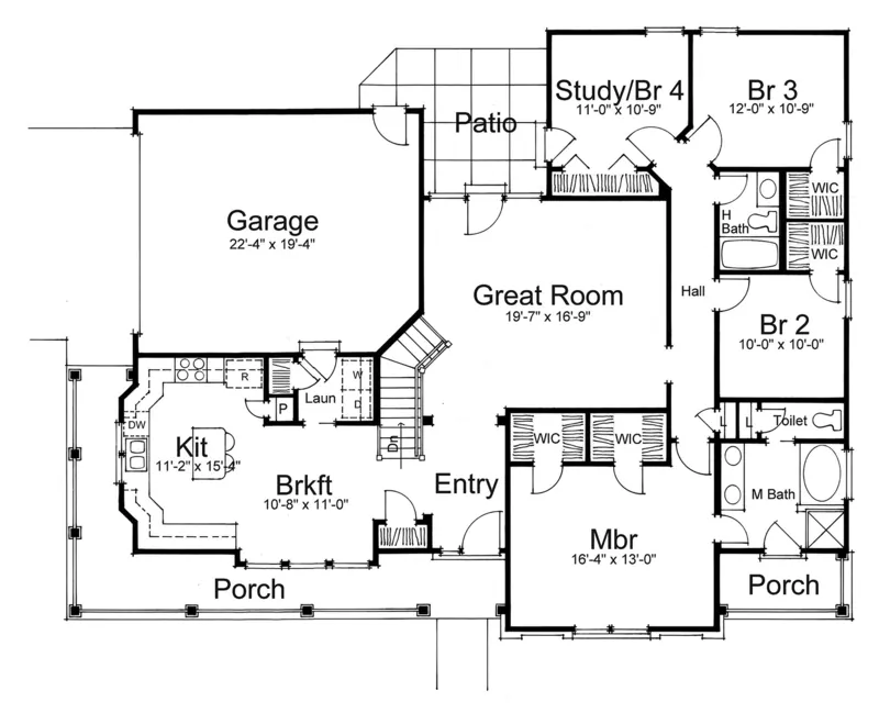 Bungalow House Plan First Floor - 147D-0002 | House Plans and More