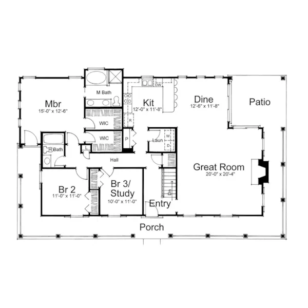 Country House Plan First Floor - 147D-0003 | House Plans and More