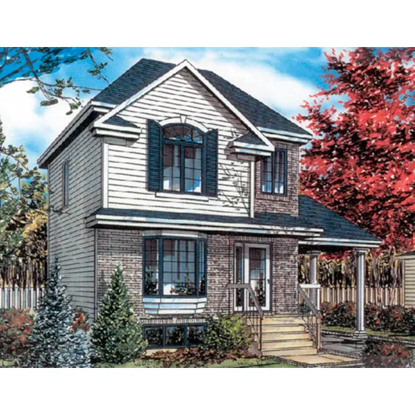 Country House Plan Front of Home - Fordville Narrow Lot Home 148D-0001 - Shop House Plans and More